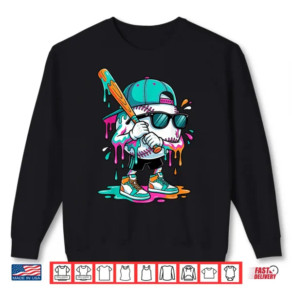 Sweatshirt Ice Cream Baseball Drip for Boys Shirt Dripping Baseball Kid Shirt