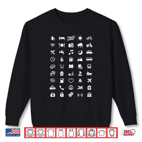 Sweatshirt Icon Travel Language Functional Traveler Backpacking Gift Shirt