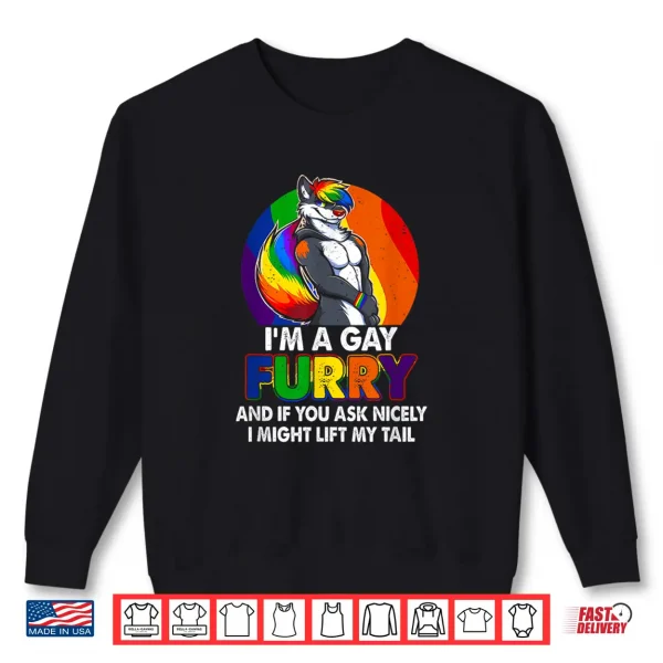 Sweatshirt Im A Gay a Furry Rainbow Fox Wolf Pride Month Shirt