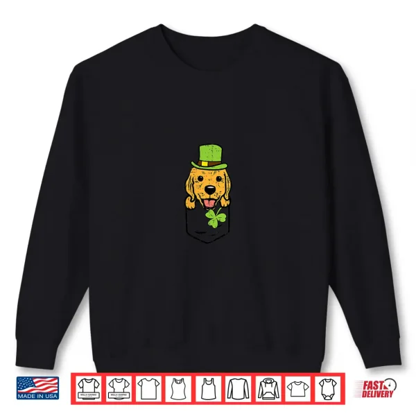 Sweatshirt Irish Pocket Golden Retriever Saint Paddys St Patricks Day Shirt