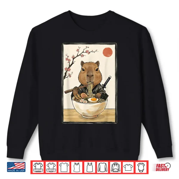 Sweatshirt Japanese Art Kawaii Ramen Anime Novelty Funny Capybara Shirt