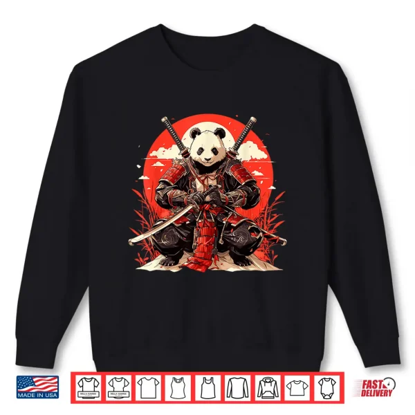 Sweatshirt Japanese Art Panda Ninja Ukiyo e Anime Style Samurai Panda Shirt