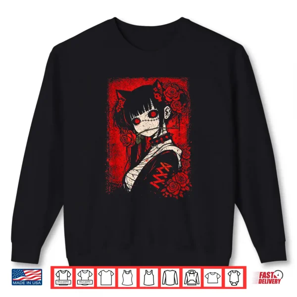 Sweatshirt Japanese Horror Anime Girl Creepy Manga Gothic Kawaii Otaku Shirt