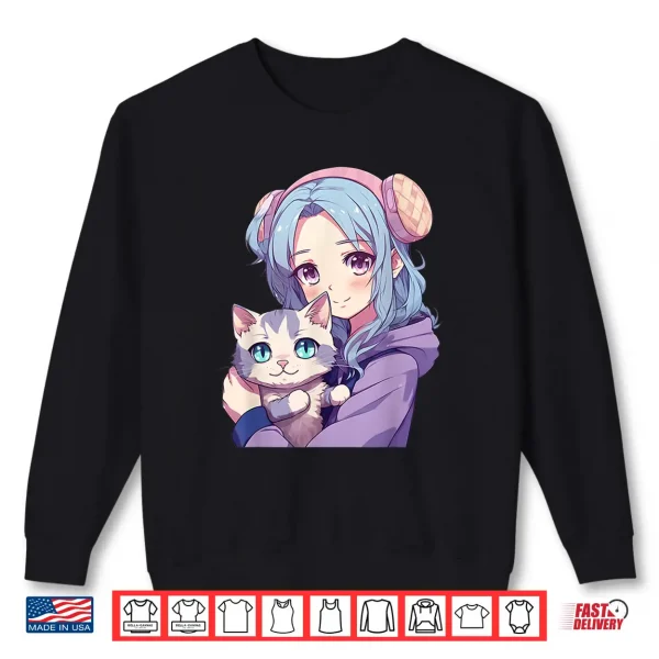 Sweatshirt Japanese Kawaii Girl Anime Cats Cute Gifts for Teens Girls Shirt