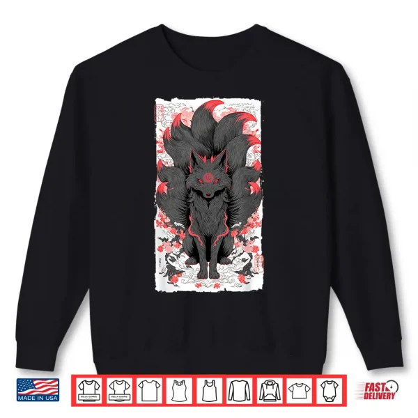 Sweatshirt Japanese Nine Tailed Fox Kitsune Anime Mythology Art Shirt