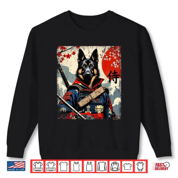 Sweatshirt Japanese Samurai German Shepherd Kawaii Ukiyo e Ninja Dog Shirt
