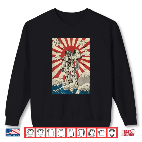 Sweatshirt Japanese mecha anime Robot Kanagawa great wave manga Shirt