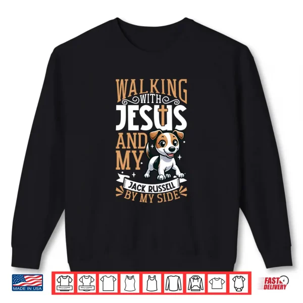 Sweatshirt Jesus and Dog Jack Russell Terrier Performance Shirt