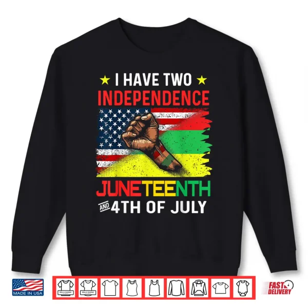 Sweatshirt Juneteenth 1865 black African American flag usa 4th of july Shirt