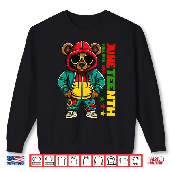 Sweatshirt Juneteenth Black Mens Hip Hop Teddy Bear African American Shirt