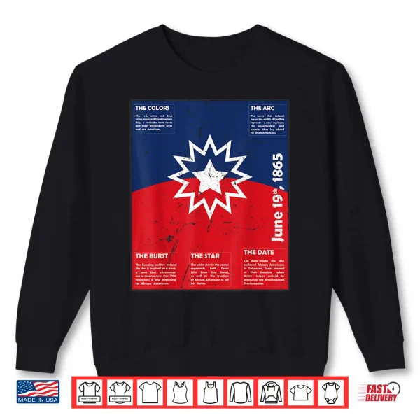 Juneteenth Distressed Red White Blue Symbolic Flag Meaning Shirt 2 Sweatshirt Juneteenth Distressed Red White Blue Symbolic Flag Meaning Shirt