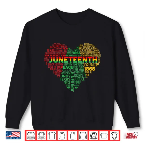 Sweatshirt Juneteenth Heart Freedom African American Teen Girls Women Shirt