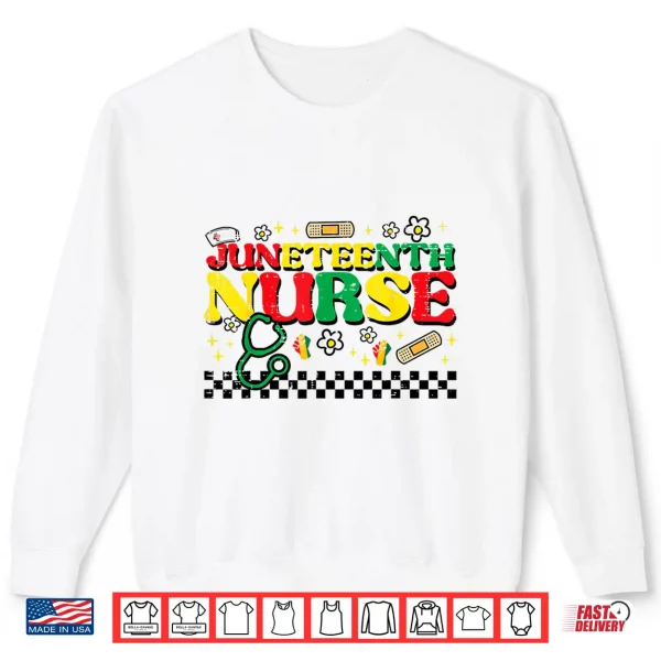 Sweatshirt Juneteenth Nurse Groovy Retro African Scrub Top Black Women Shirt