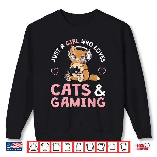 Sweatshirt Just A Girl Who Loves Cats And Gaming Cute Gamer Cat Shirt