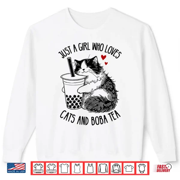 Sweatshirt Just A Girl Who Loves Cats and Boba Tea Ragdoll Cat Lover Shirt