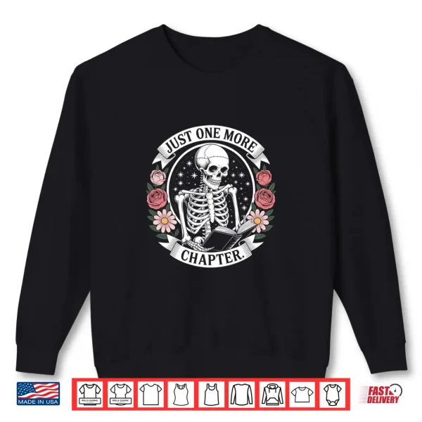 Sweatshirt Just One More Chapter Gothic Skeleton Reading A Book Comfort Colors Crop Top