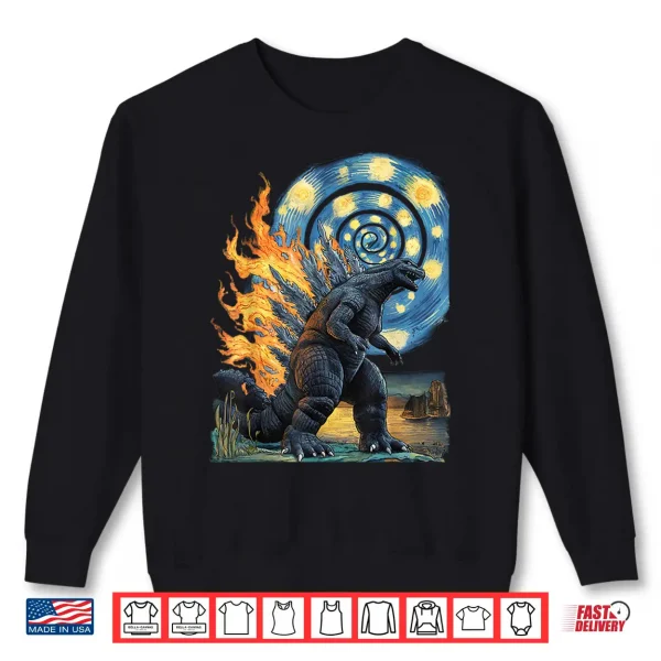 Sweatshirt Kaiju Starry Night Japanese Art Anime Van Gogh Funny Gifts Shirt