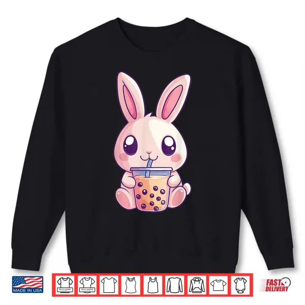 Sweatshirt Kawaii Bunny Rabbit Boba Tea Bubble Tea Anime Cute Easter Shirt 2