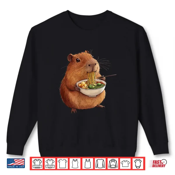Sweatshirt Kawaii Capybara Eating Ramen Noodles Anime Japanese Shirt