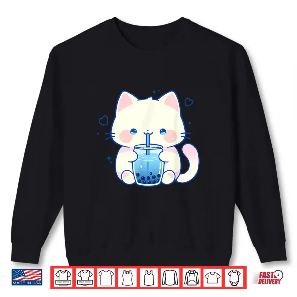 Sweatshirt Kawaii Cat Boba Japanese cute aesthetic Anime Girls Teens Shirt