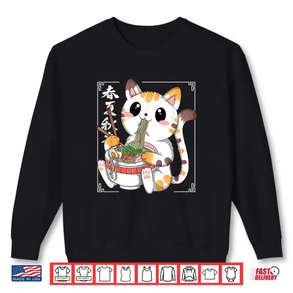 Sweatshirt Kawaii Cat Ramen Noodles Anime Neko Japanese Manga Otaku Shirt