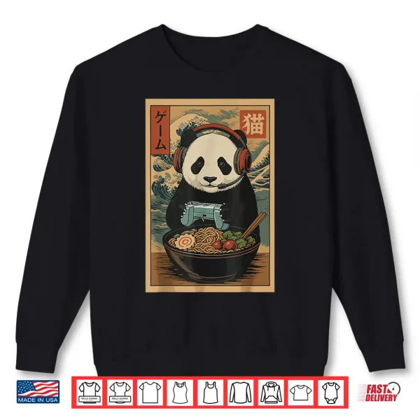 Sweatshirt Kawaii Japanese Ramen Panda Retro Gaming Shirts for Men Shirt