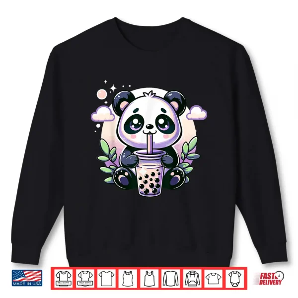 Sweatshirt Kawaii Panda Anime Boba Drink Bubble Tea Kids Teen Girl Boy Shirt