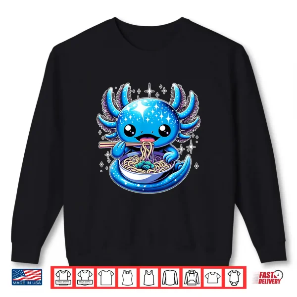 Sweatshirt Kawaii axolotl eating ramen noodles anime Shirt 2