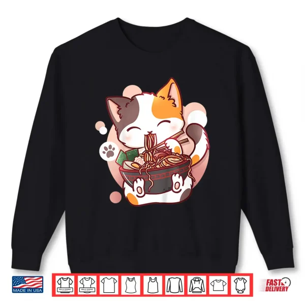 Sweatshirt Kids Ramen Cat Anime Bowl Kawaii Neko Japanese Shirt