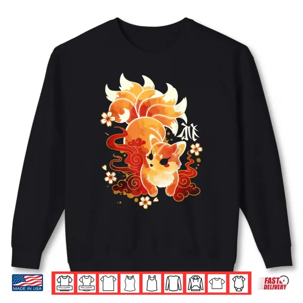 Sweatshirt Kitsune Fox Animal Cute Japanese Anime Kawaii Fox Shirt