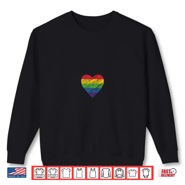 Sweatshirt LGBT Rainbow Grunge Flag Pride Gay Lesbian Pride Month Heart Shirt