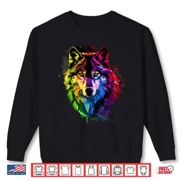 Sweatshirt LGBT Watercolor Wolf LGBTQ Rainbow Gay Pride Lesbian Shirt