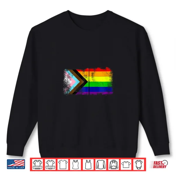 Sweatshirt LGBTQ Progress Flag Rainbow Pride Month Gay Lesbian Trans Shirt