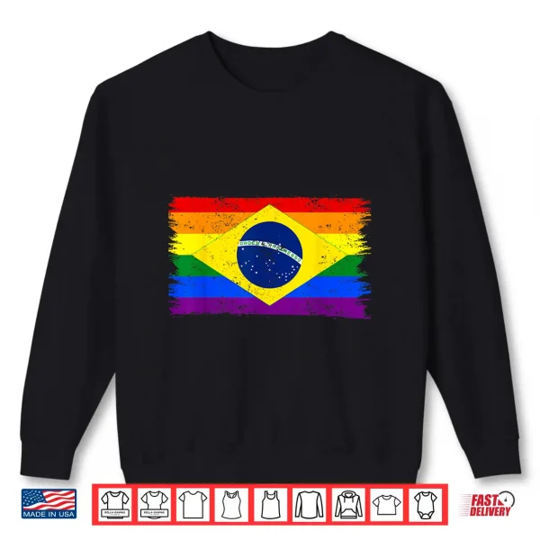 Sweatshirt LGBTQ Rainbow Flag Of Brazil South America Gay Pride Shirt