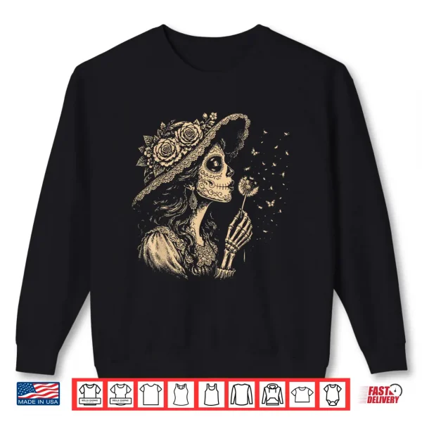 Sweatshirt La Catrina Blowing Wishes Dandelion Shirt