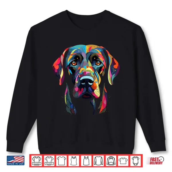 Sweatshirt Labrador Retriever Colorful Dog Face Lab Lover Black Shirt