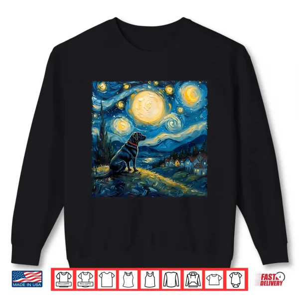 Sweatshirt Labrador Retriever Dog Lovers Starry Night Van Gogh Style Shirt