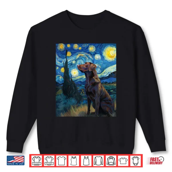 Sweatshirt Labrador Retriever Dog Van Gogh Starry Night Graphic Shirt