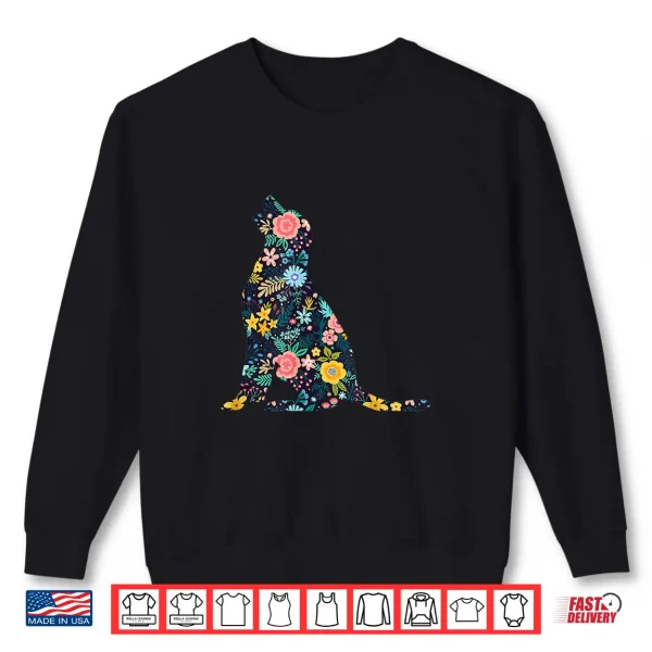 Sweatshirt Labrador Retriever Floral Dog Silhouette Womens Graphic Shirt