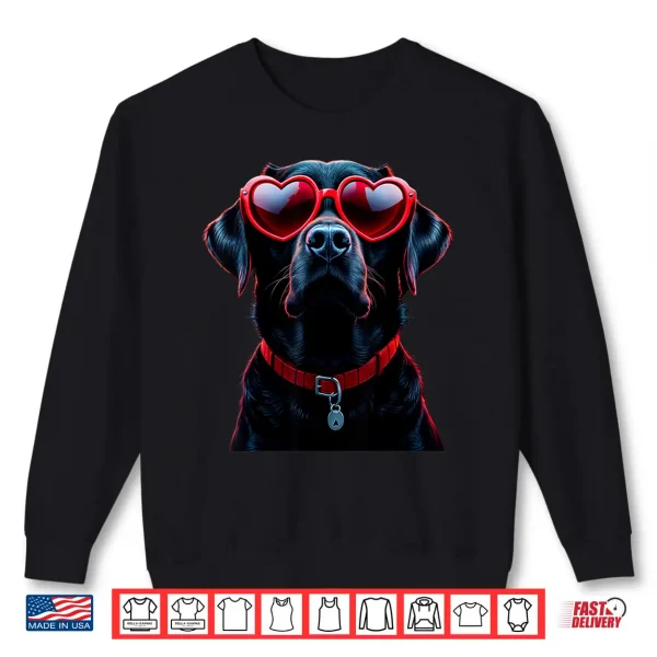 Sweatshirt Labrador Retriever Heart Glasses Dog Valentines Day Shirt