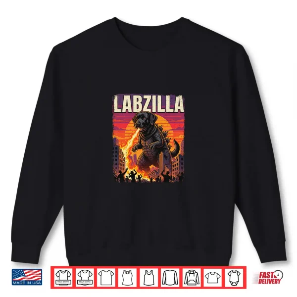 Sweatshirt Labzilla Giant Black Labrador Retriever Dog Monster Parody Shirt