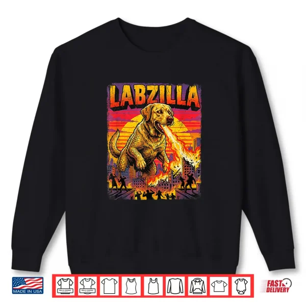 Sweatshirt Labzilla Giant Yellow Labrador Retriever Dog Monster Parody Shirt