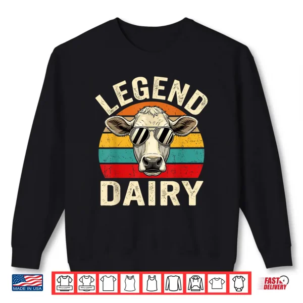 Sweatshirt Legend Dairy Retro Sunset Sunglasses Cow Pun Shirt