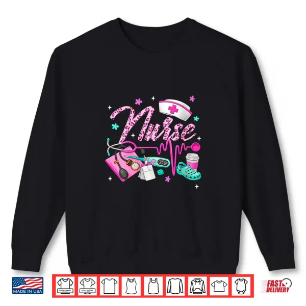Sweatshirt Leopard Nurse Life Nurses Day for Women Nurse Week 2026 Shirt