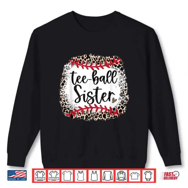 Sweatshirt Leopard Tee Ball Sister T ball Mom Mothers Day Toddler Kids Shirt