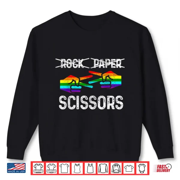 Sweatshirt Lesbian Pride Rock Paper Scissors Funny LGBTQ Rainbow Flag Shirt