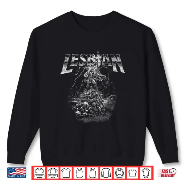 Sweatshirt Lesbian Warrior Dark Fantasy Retro Funny Cat LGBT Meme Shirt