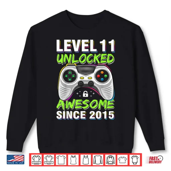 Sweatshirt Level 11 Unlocked Awesome Since 2015 11th Birthday Gaming Shirt