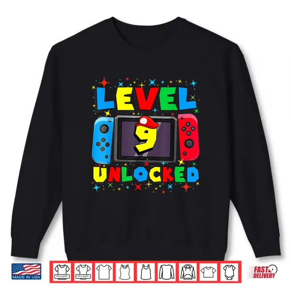 Sweatshirt Level 9 Unlocked Gamer 9th Birthday Gift Video Game Boys Shirt