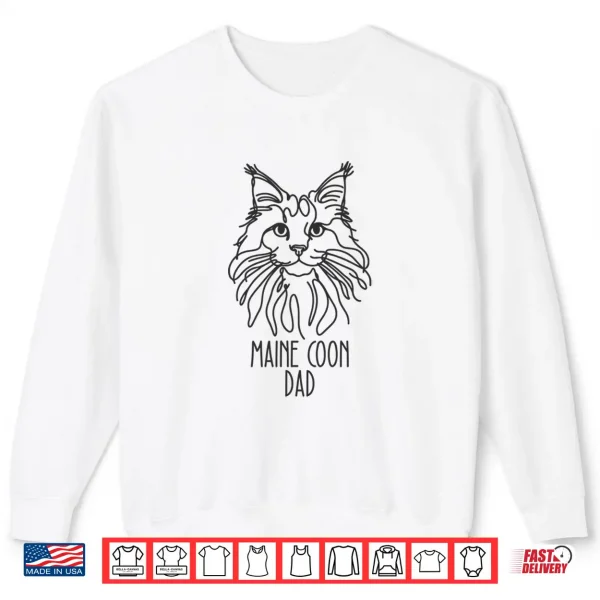 Sweatshirt Line Art Best Cat Dad Men Maine Coon Cat Shirt